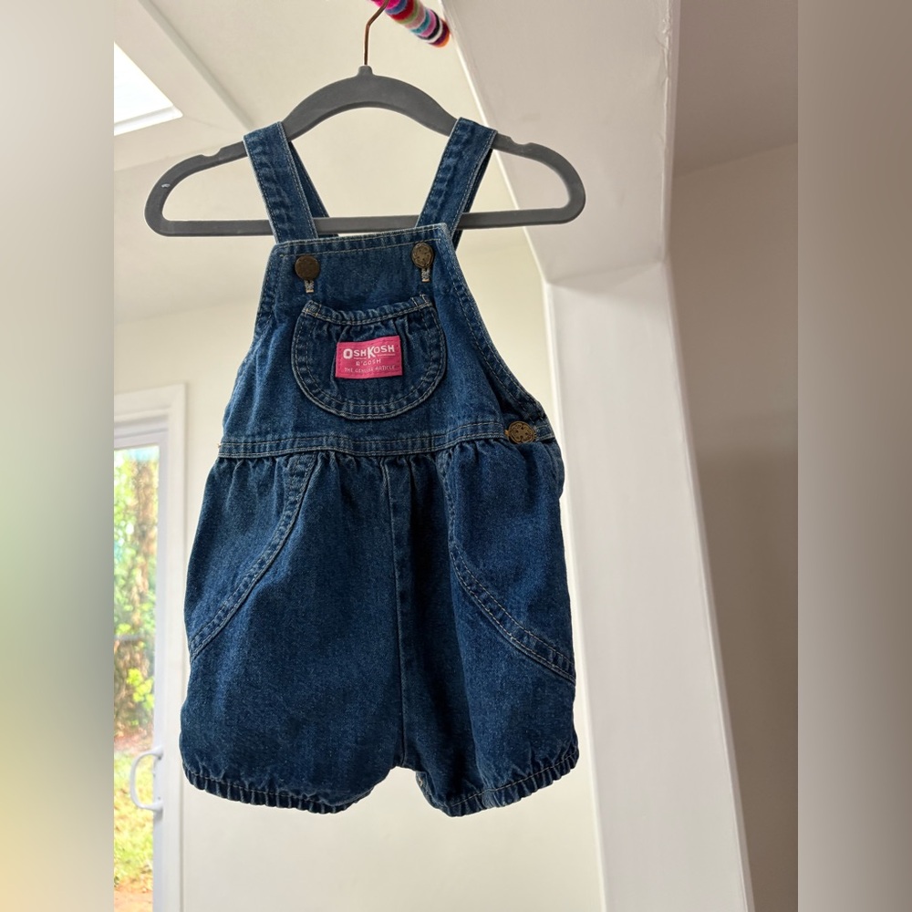 Vintage OshKosh B'gosh Shortalls Bubble Overalls Romper Size 18M Made in USA